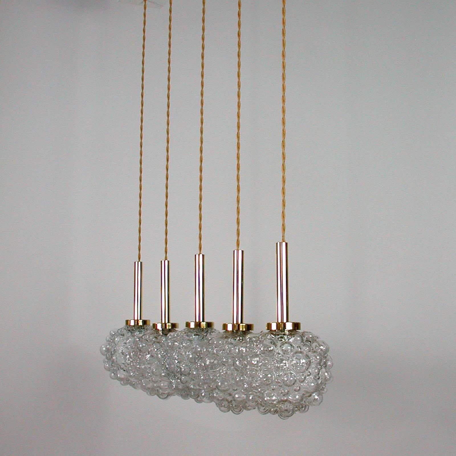 Midcentury German Clear Bubble and Brass Pendant, 1960s For Sale 3