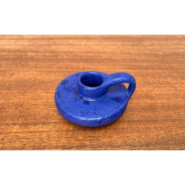 Portacandele tedesco di metà secolo in blu cobalto di Hartwig Heyne Pottery, anni '60 in vendita 4