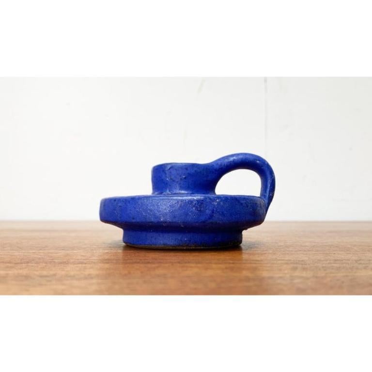 Portacandele tedesco di metà secolo in blu cobalto di Hartwig Heyne Pottery, anni '60 in vendita 5