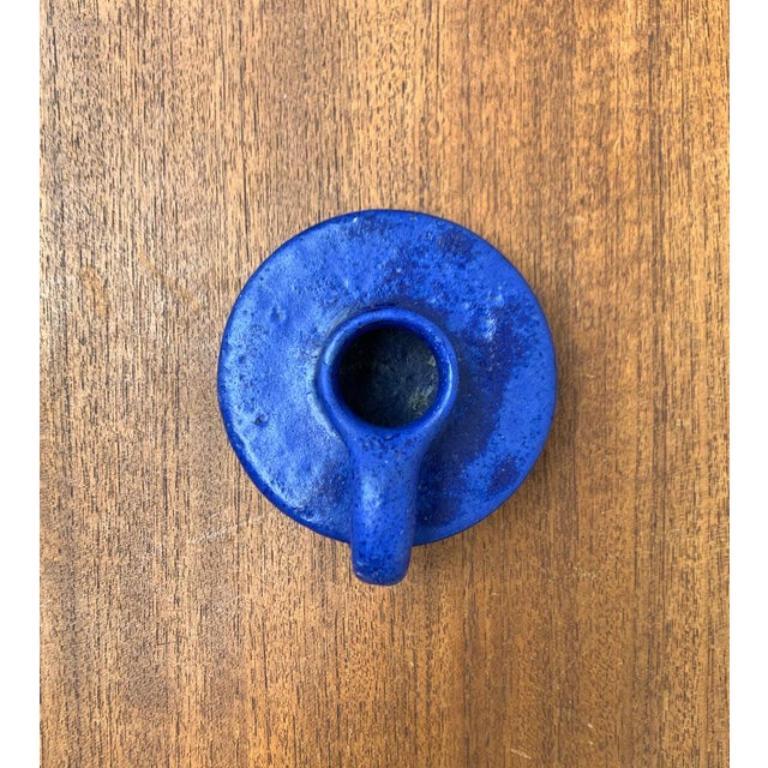 Mid-Century moderno Portacandele tedesco di metà secolo in blu cobalto di Hartwig Heyne Pottery, anni '60 in vendita