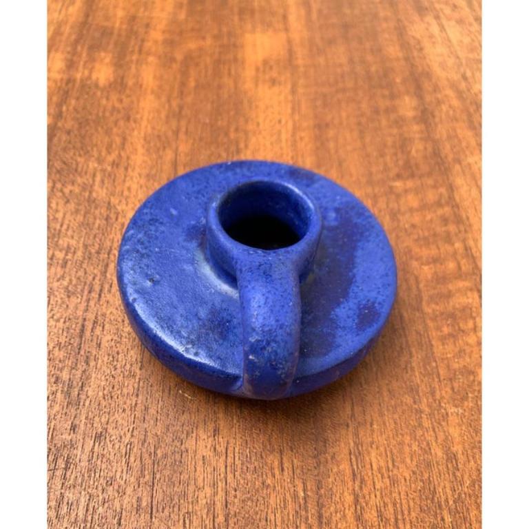 Tedesco Portacandele tedesco di metà secolo in blu cobalto di Hartwig Heyne Pottery, anni '60 in vendita