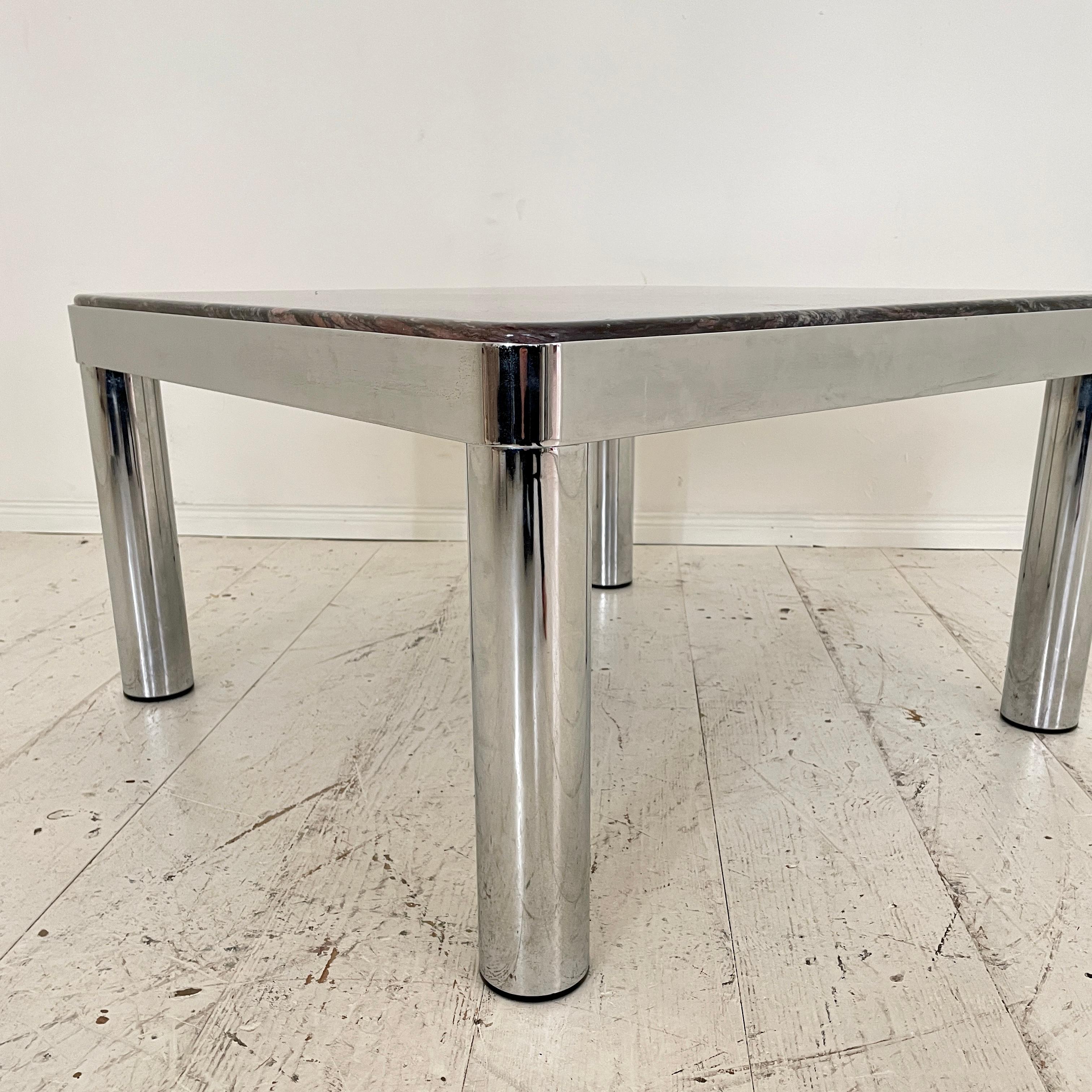 Mid-Century German Coffee Table in Chrome and Marble, around 1971 For Sale 4