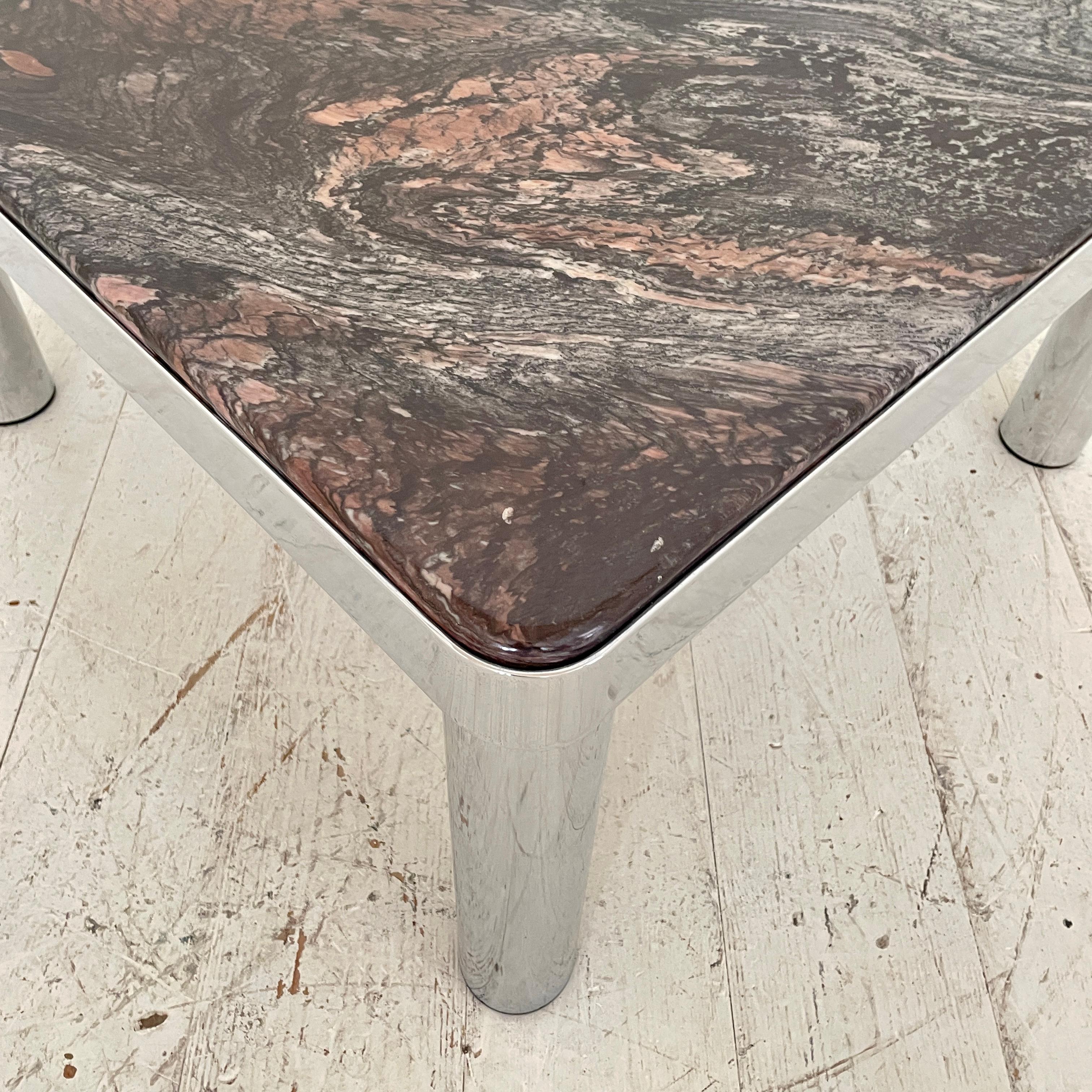 Mid-Century German Coffee Table in Chrome and Marble, around 1971 For Sale 5