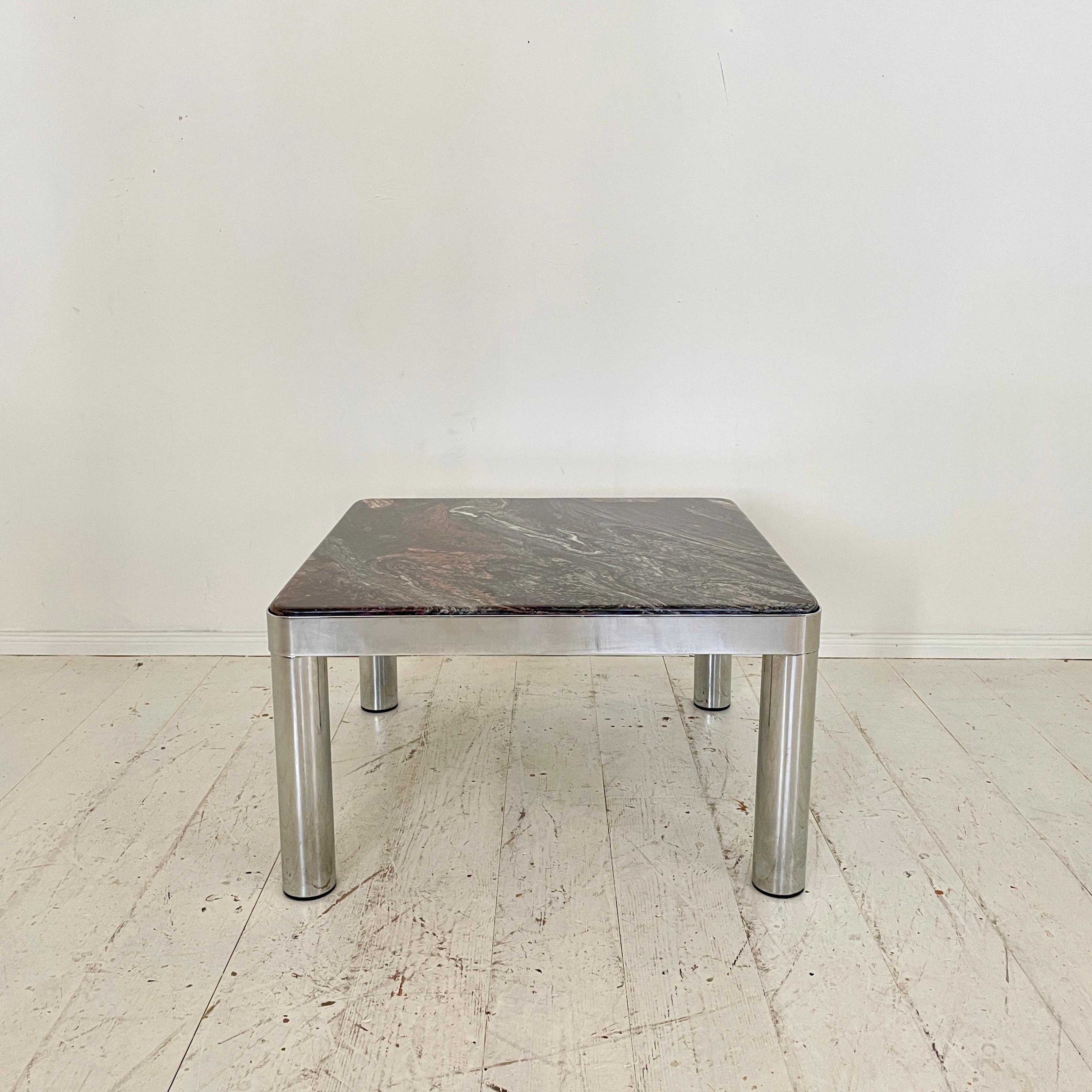 Mid-Century German Coffee Table in Chrome and Marble, around 1971 For Sale 7