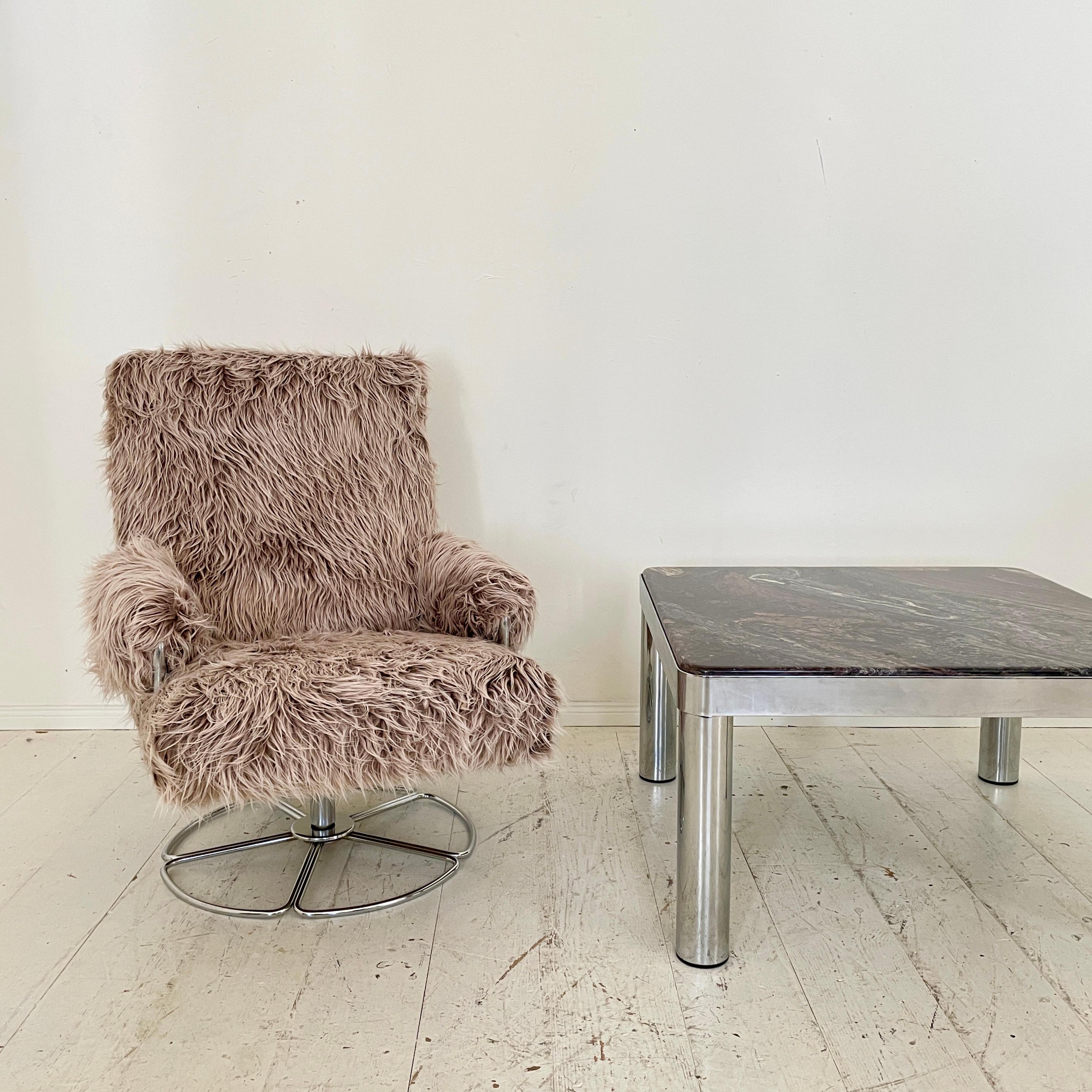 Mid-Century German Coffee Table in Chrome and Marble, around 1971 For Sale 8
