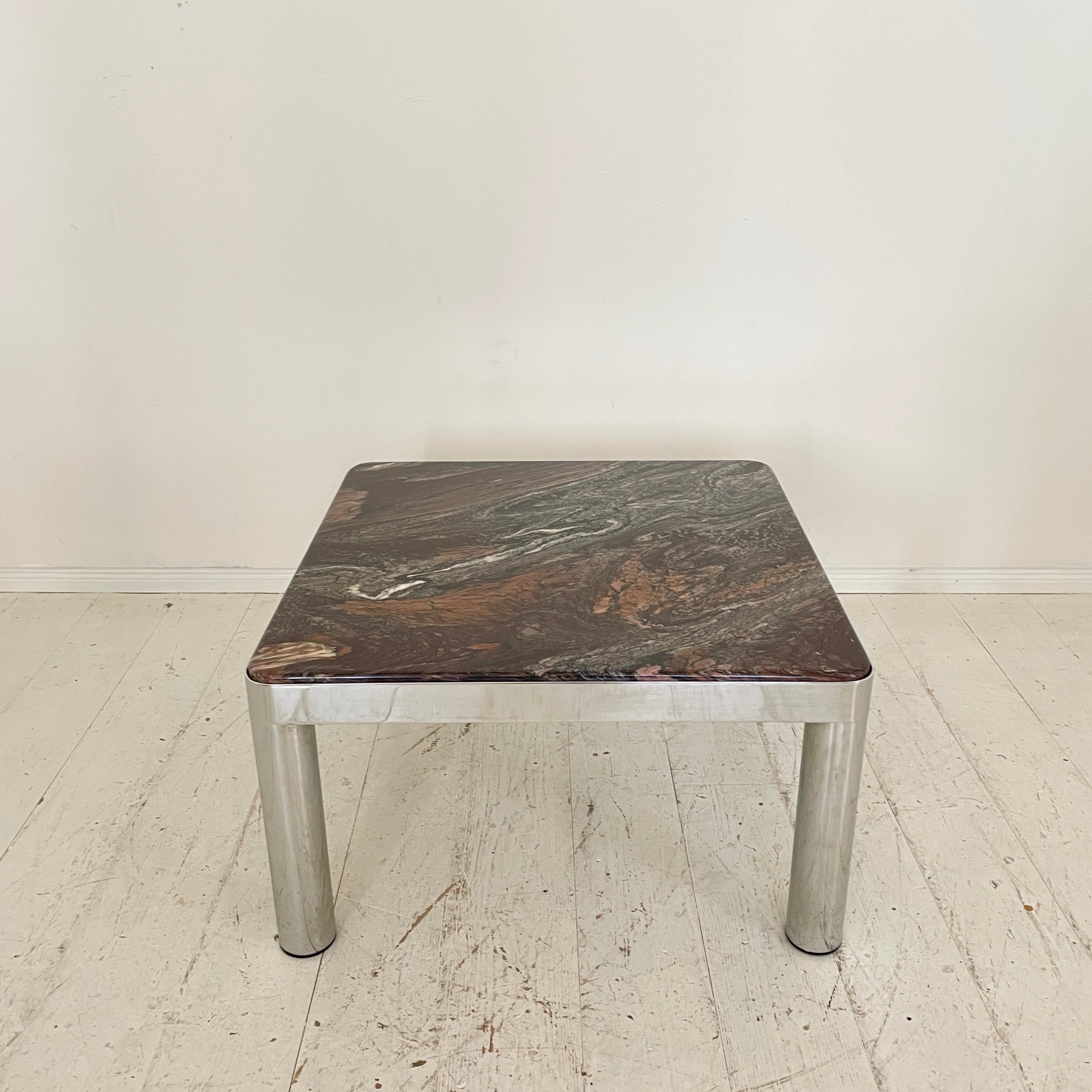 Mid-Century Modern Mid-Century German Coffee Table in Chrome and Marble, around 1971 For Sale