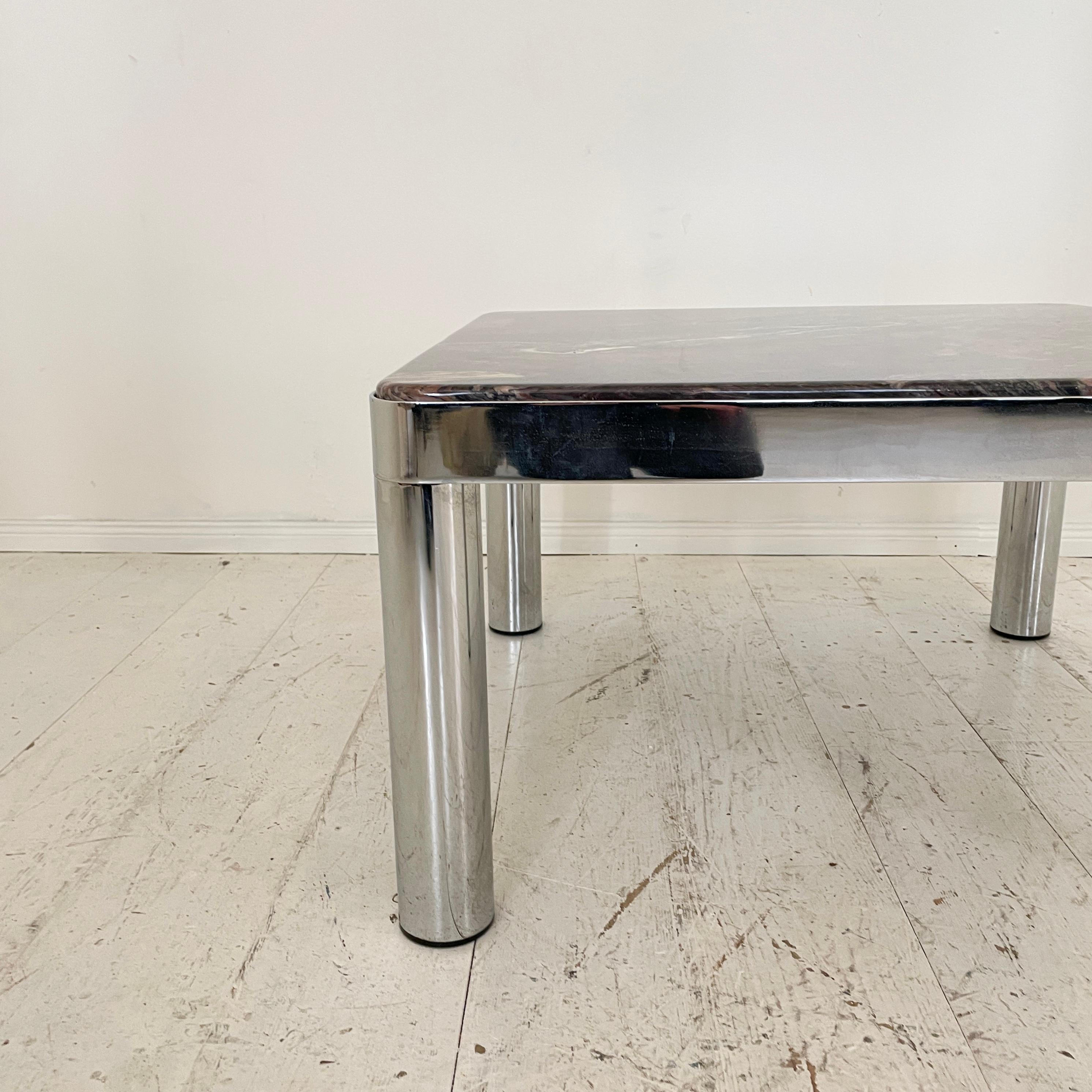 Mid-Century German Coffee Table in Chrome and Marble, around 1971 In Good Condition For Sale In Berlin, DE