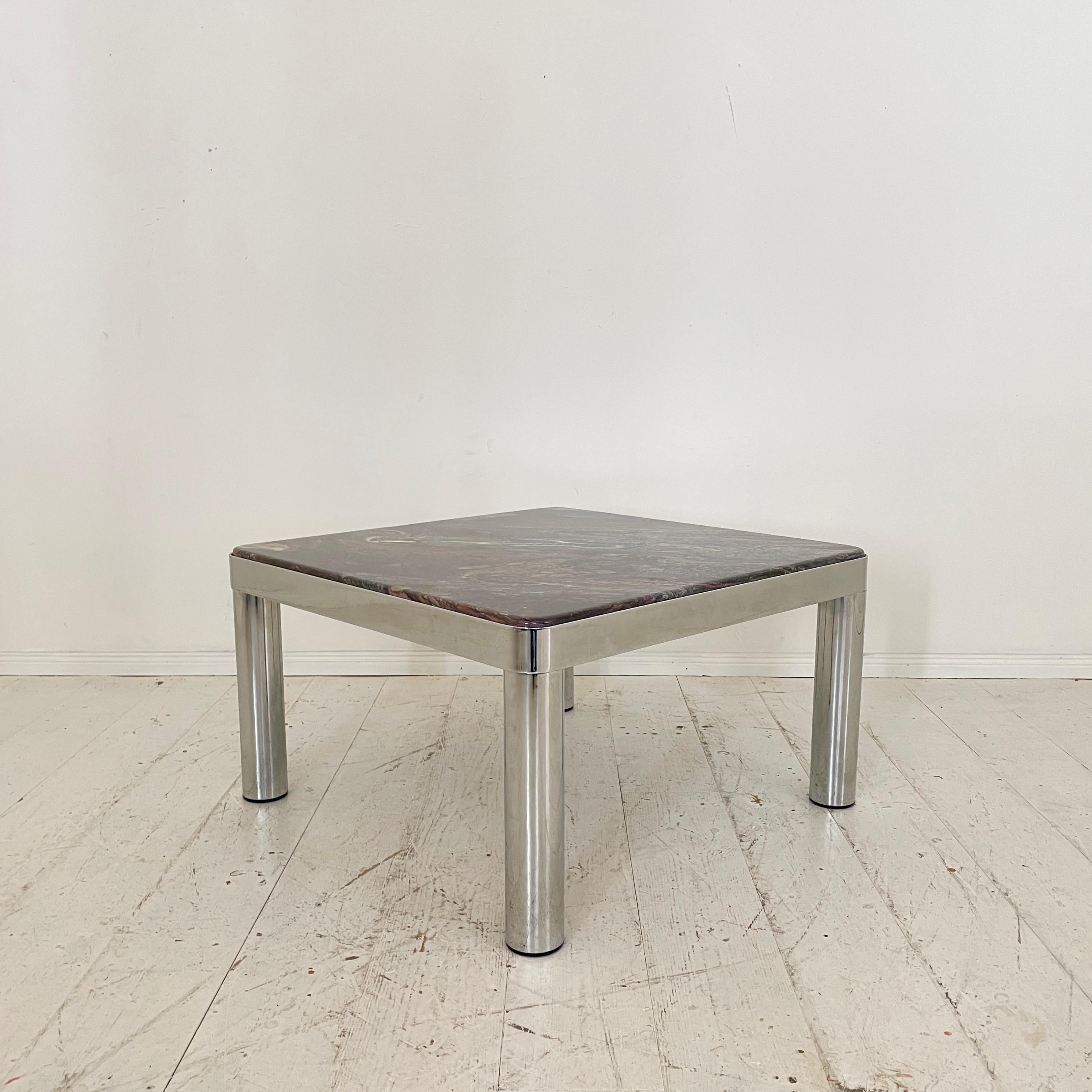 Mid-Century German Coffee Table in Chrome and Marble, around 1971 For Sale 1