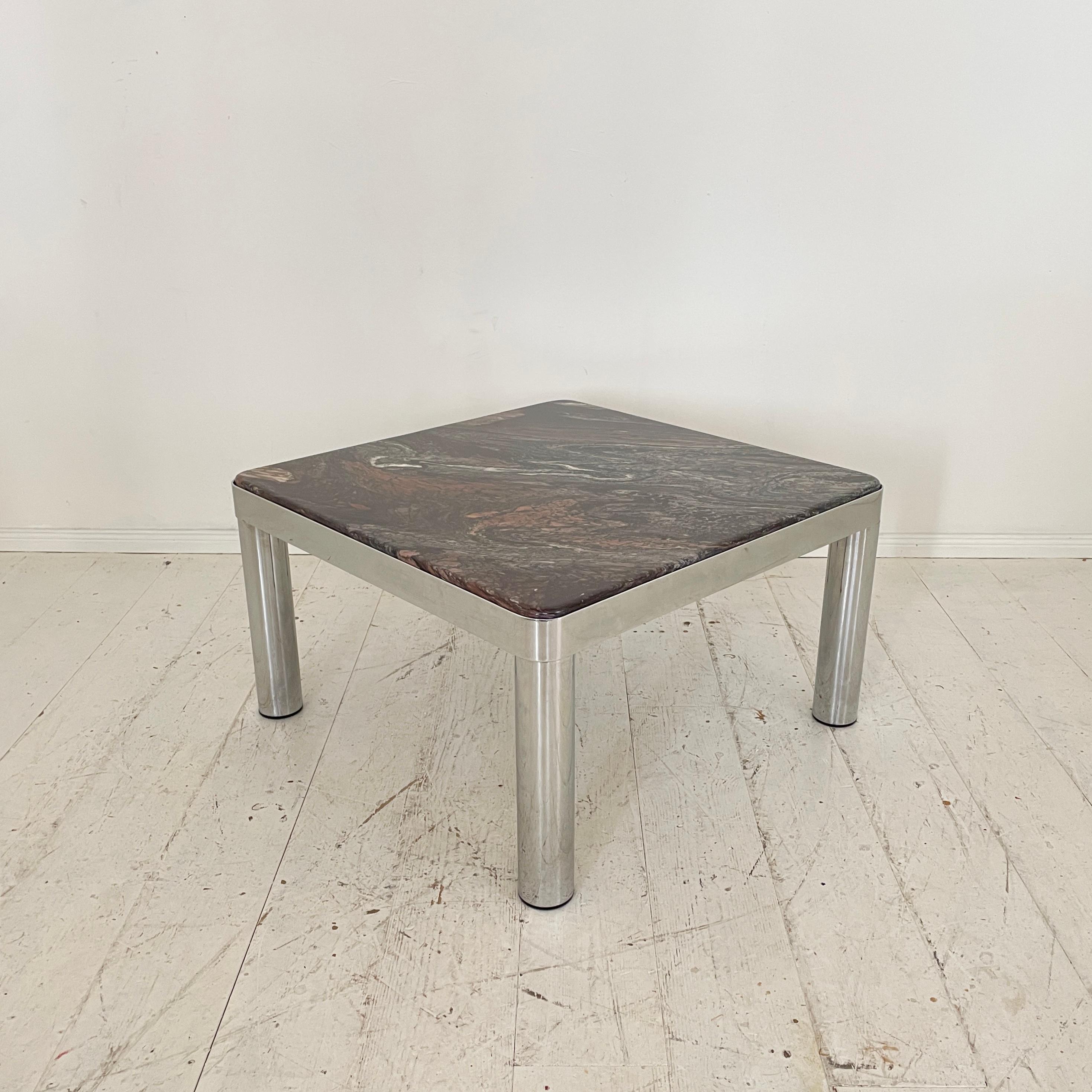Mid-Century German Coffee Table in Chrome and Marble, around 1971 For Sale 2