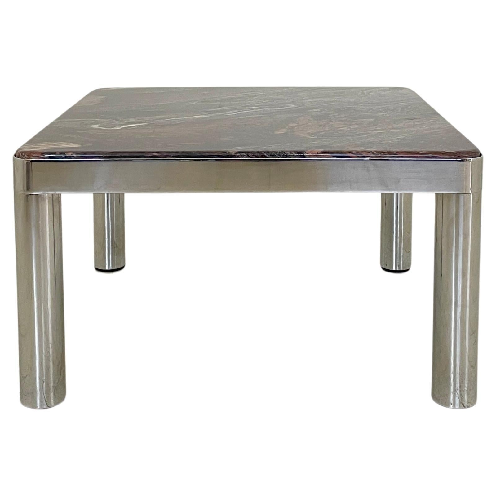 Mid-Century German Coffee Table in Chrome and Marble, around 1971 For Sale