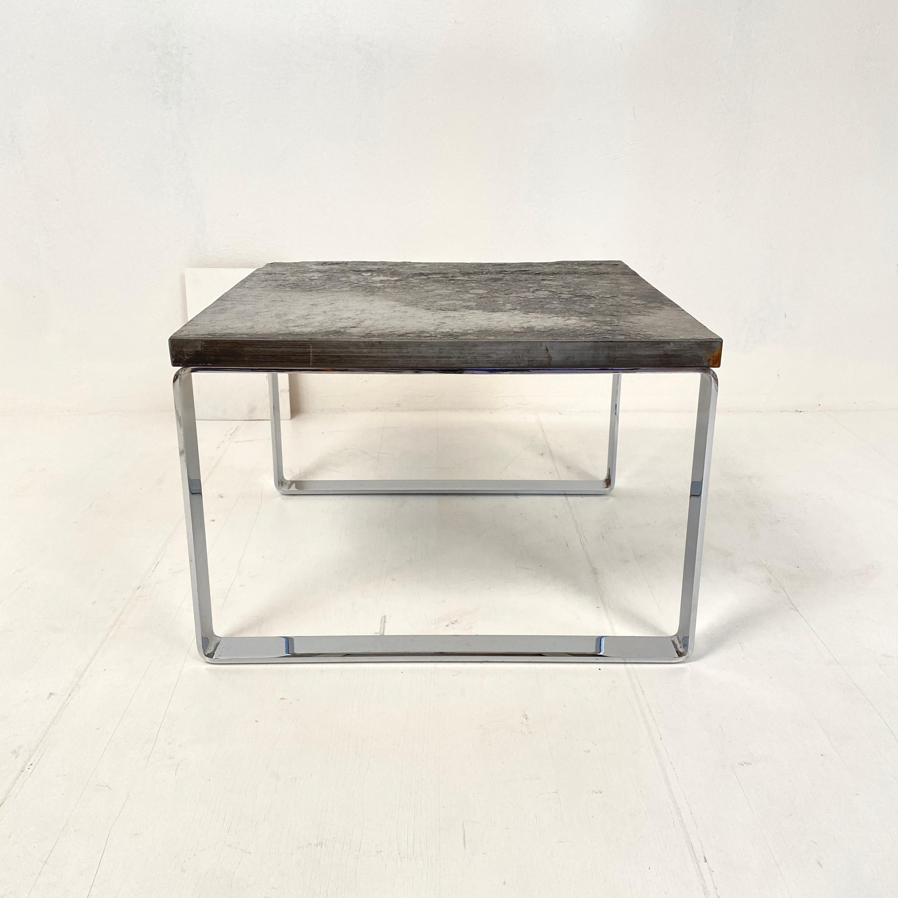 Mid Century German Coffee Table Primus 1062 by Draenert in Chrome and Slate 1970 8