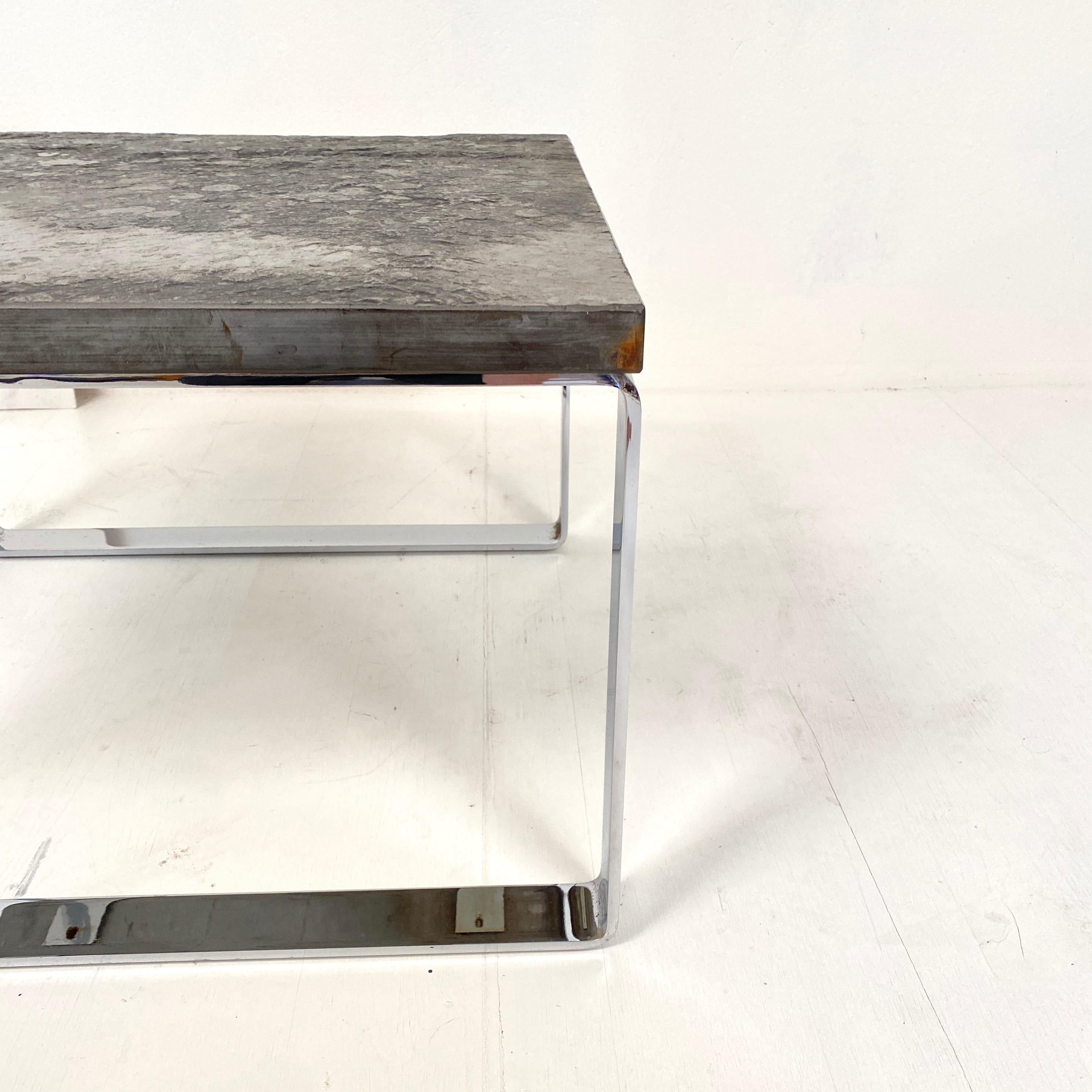 Late 20th Century Mid Century German Coffee Table Primus 1062 by Draenert in Chrome and Slate 1970