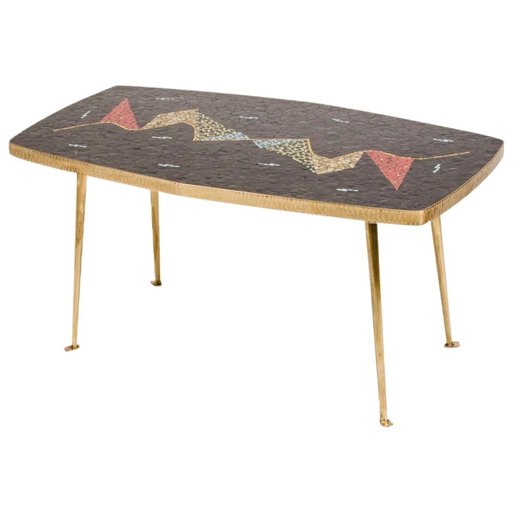 Midcentury German Coffee Table with a Mosaic Top, circa 1950 For Sale