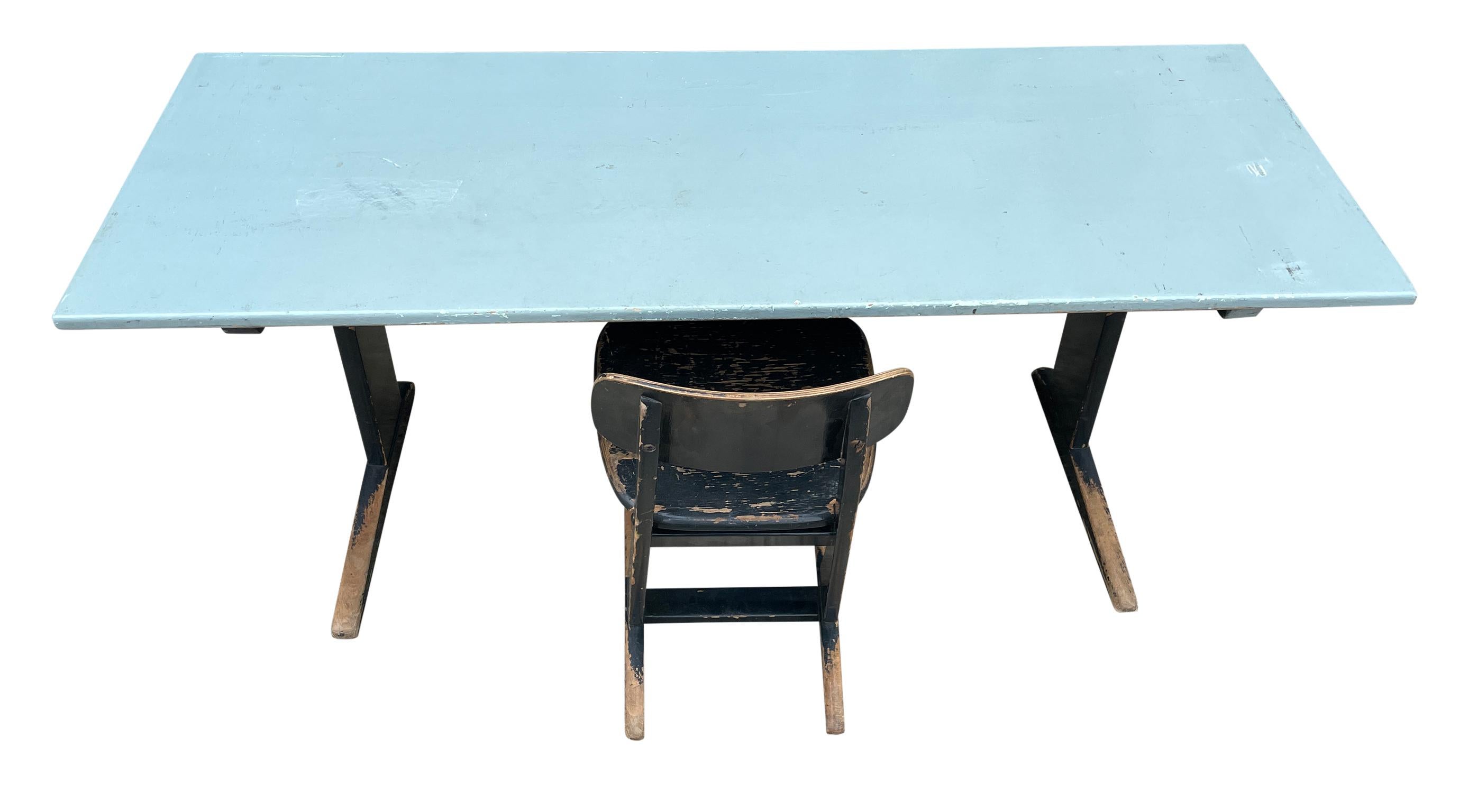 Mid-Century Modern Mid Century German Design Child’s Desk & Chair Style of Jean Prouve