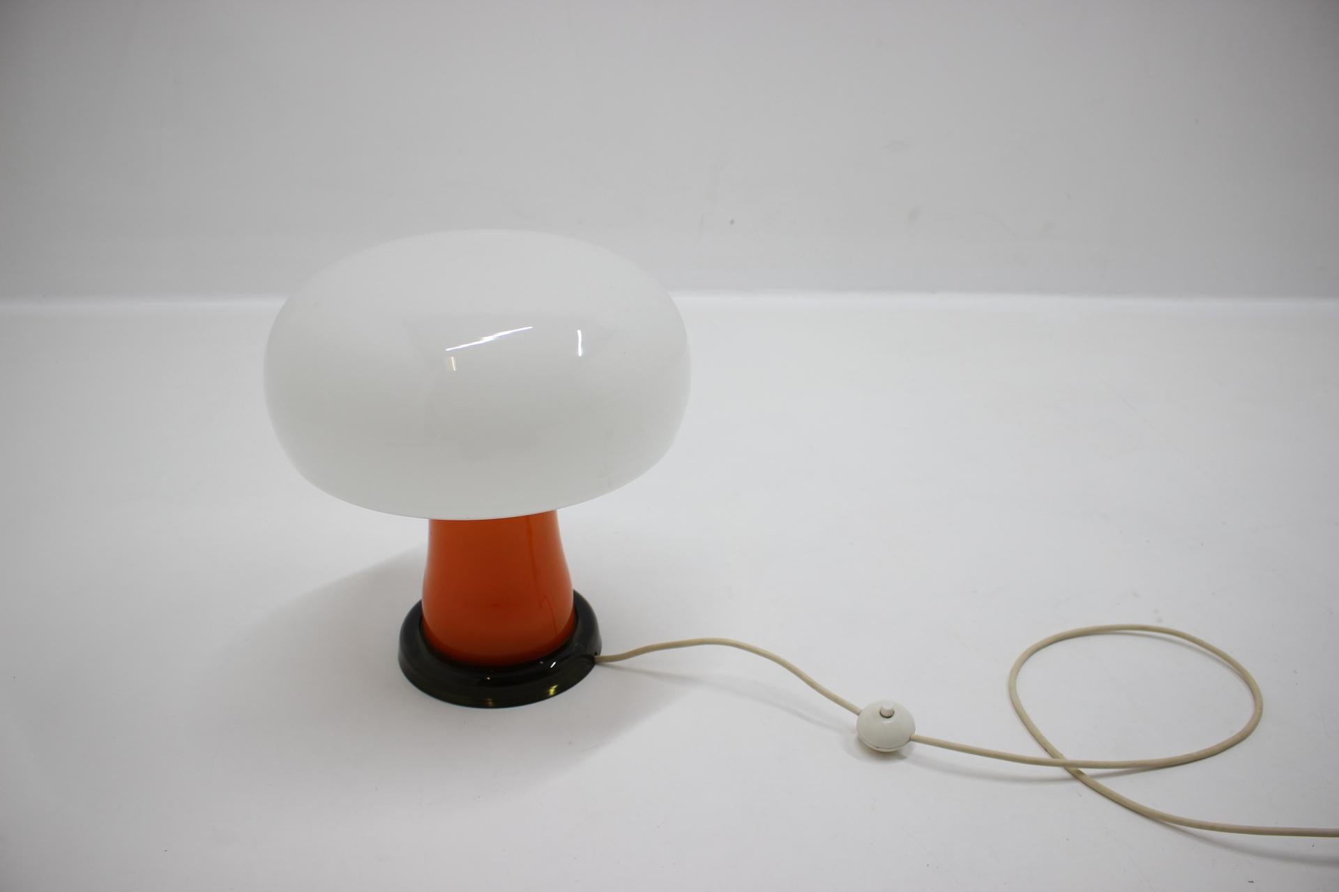 Midcentury German Design Glass Table Lamp, 1970s In Good Condition For Sale In Praha, CZ