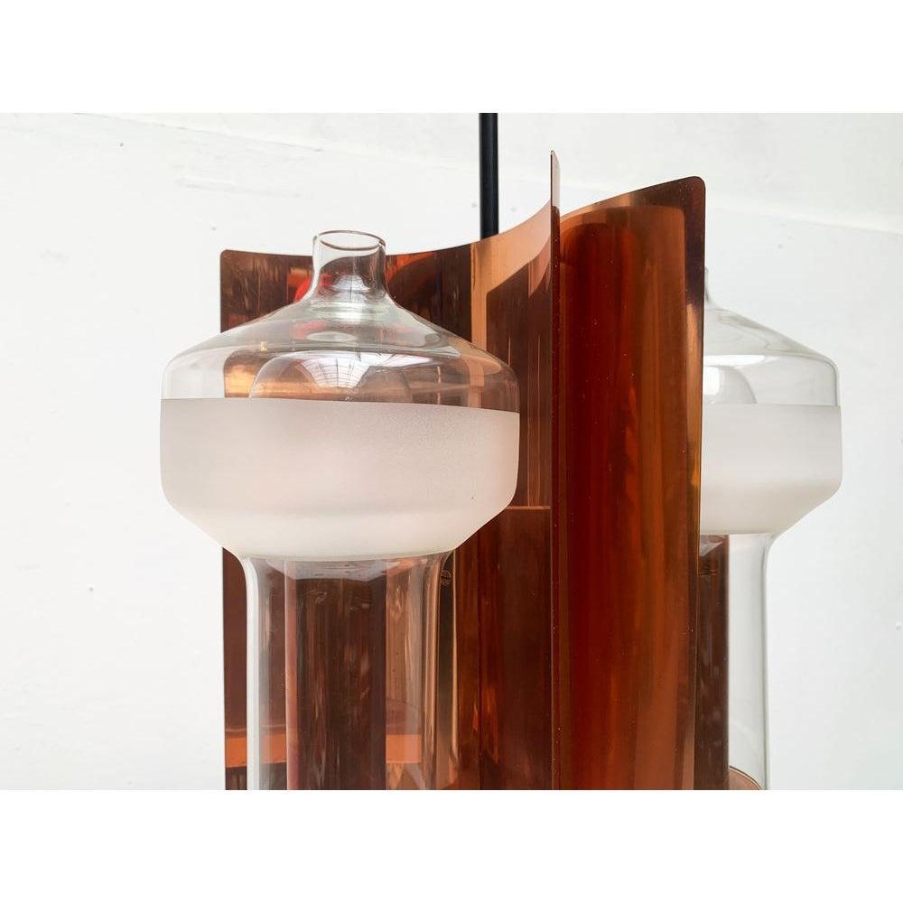 Deutsche Mid-Century-Pendelleuchte aus Glas und Kupfer von Cosack, 1960er Jahre (Moderne der Mitte des Jahrhunderts) im Angebot