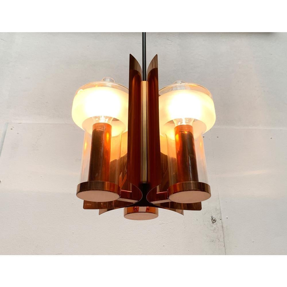 Deutsche Mid-Century-Pendelleuchte aus Glas und Kupfer von Cosack, 1960er Jahre im Zustand „Hervorragend“ im Angebot in Hamburg, DE