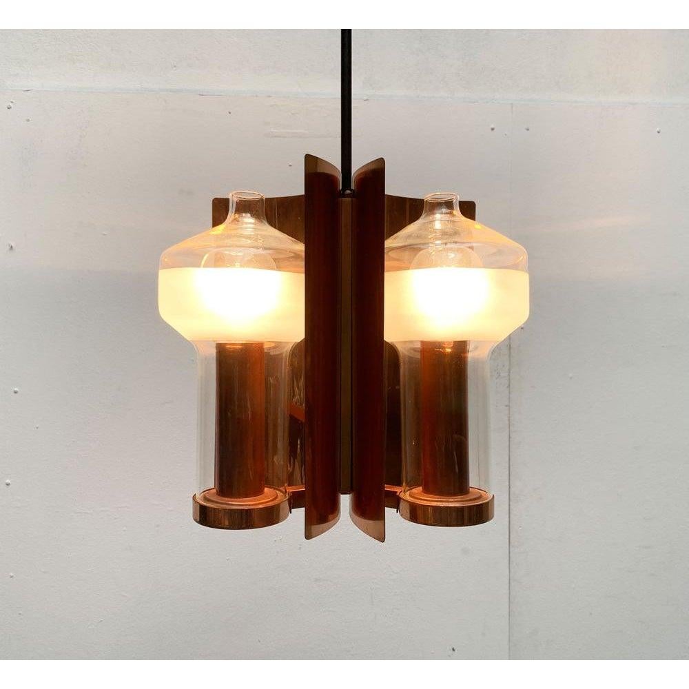 Deutsche Mid-Century-Pendelleuchte aus Glas und Kupfer von Cosack, 1960er Jahre (Metall) im Angebot