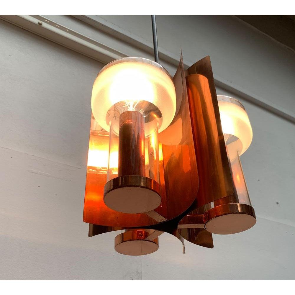 Deutsche Mid-Century-Pendelleuchte aus Glas und Kupfer von Cosack, 1960er Jahre im Angebot 2