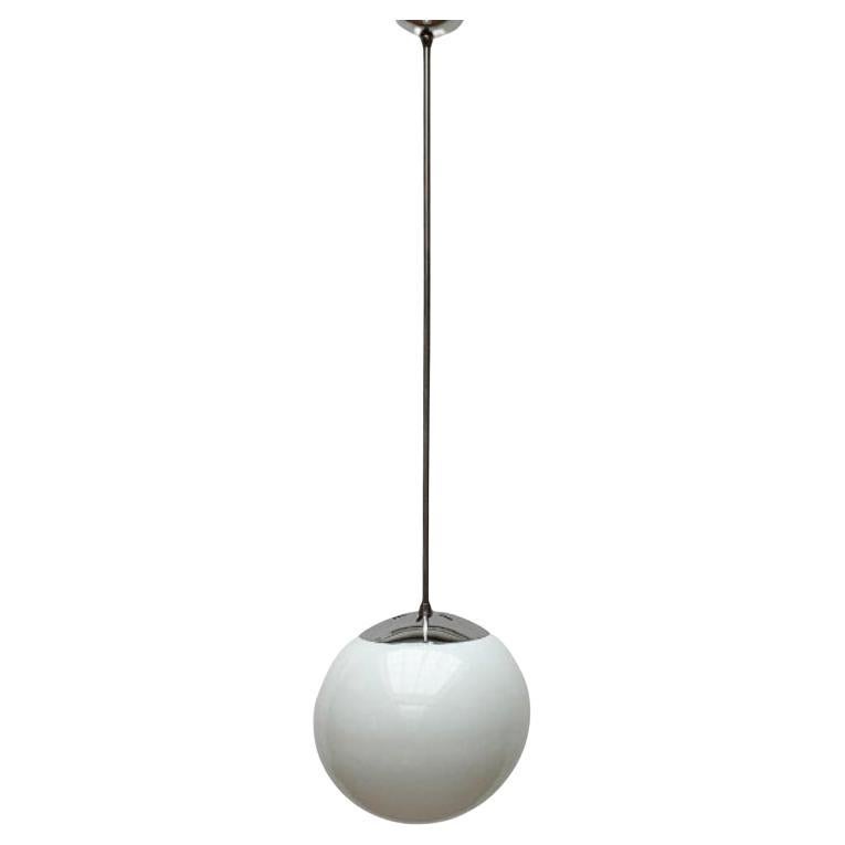 Mid-Century German Glass and Metal Ball Pendant For Sale