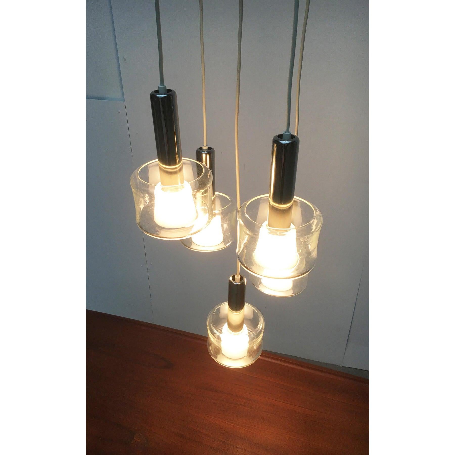 Mid-Century German Glass and Metal Ceiling Lamp, 1960s For Sale 6