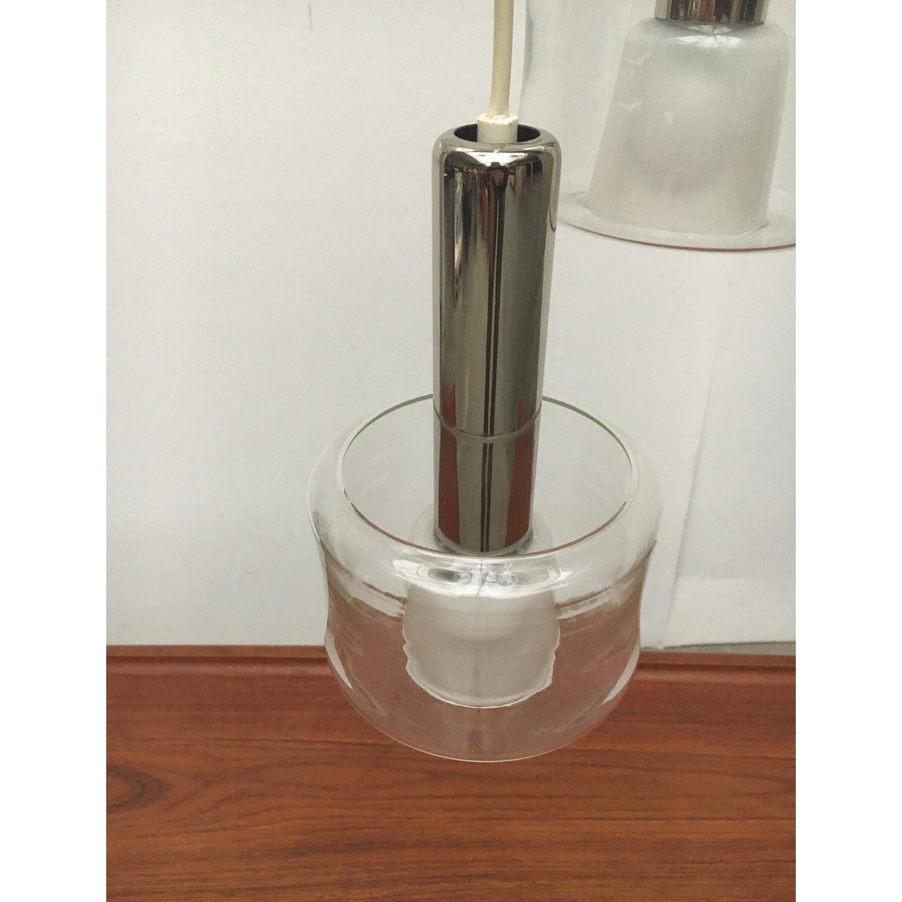 Mid-Century German Glass and Metal Ceiling Lamp, 1960s For Sale 7