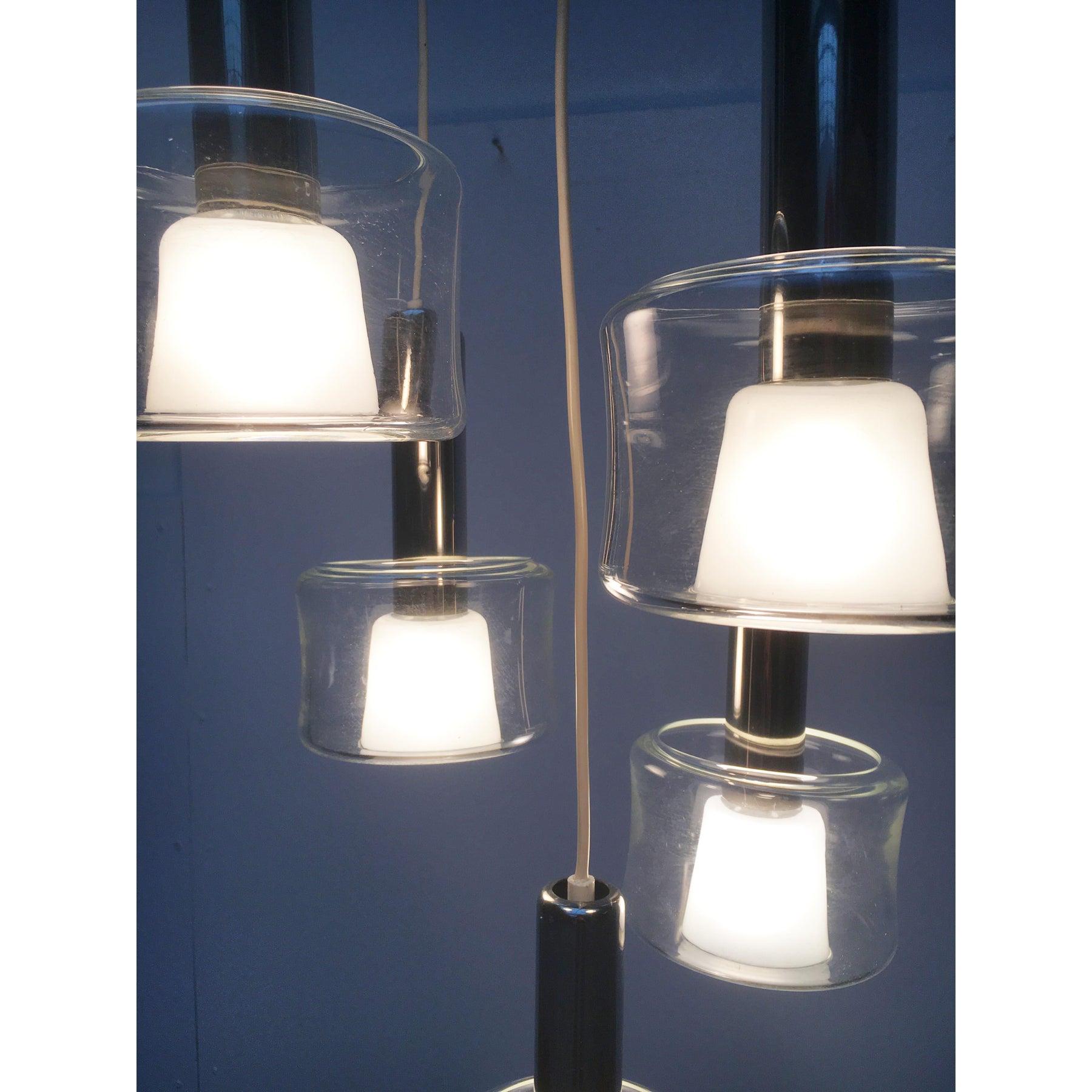 Mid-Century Modern Mid-Century German Glass and Metal Ceiling Lamp, 1960s For Sale
