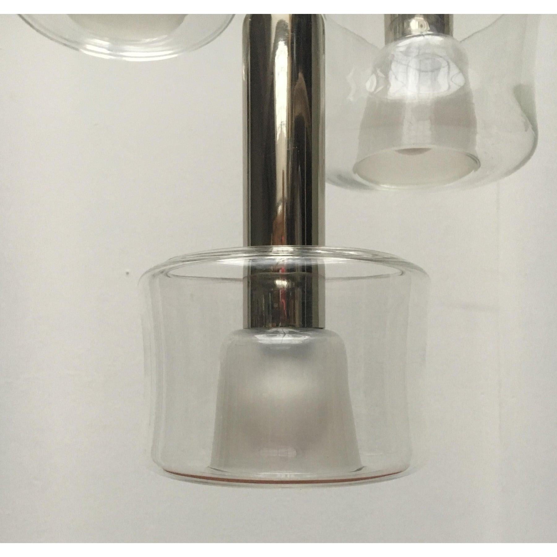 Mid-Century German Glass and Metal Ceiling Lamp, 1960s In Excellent Condition For Sale In Hamburg, DE