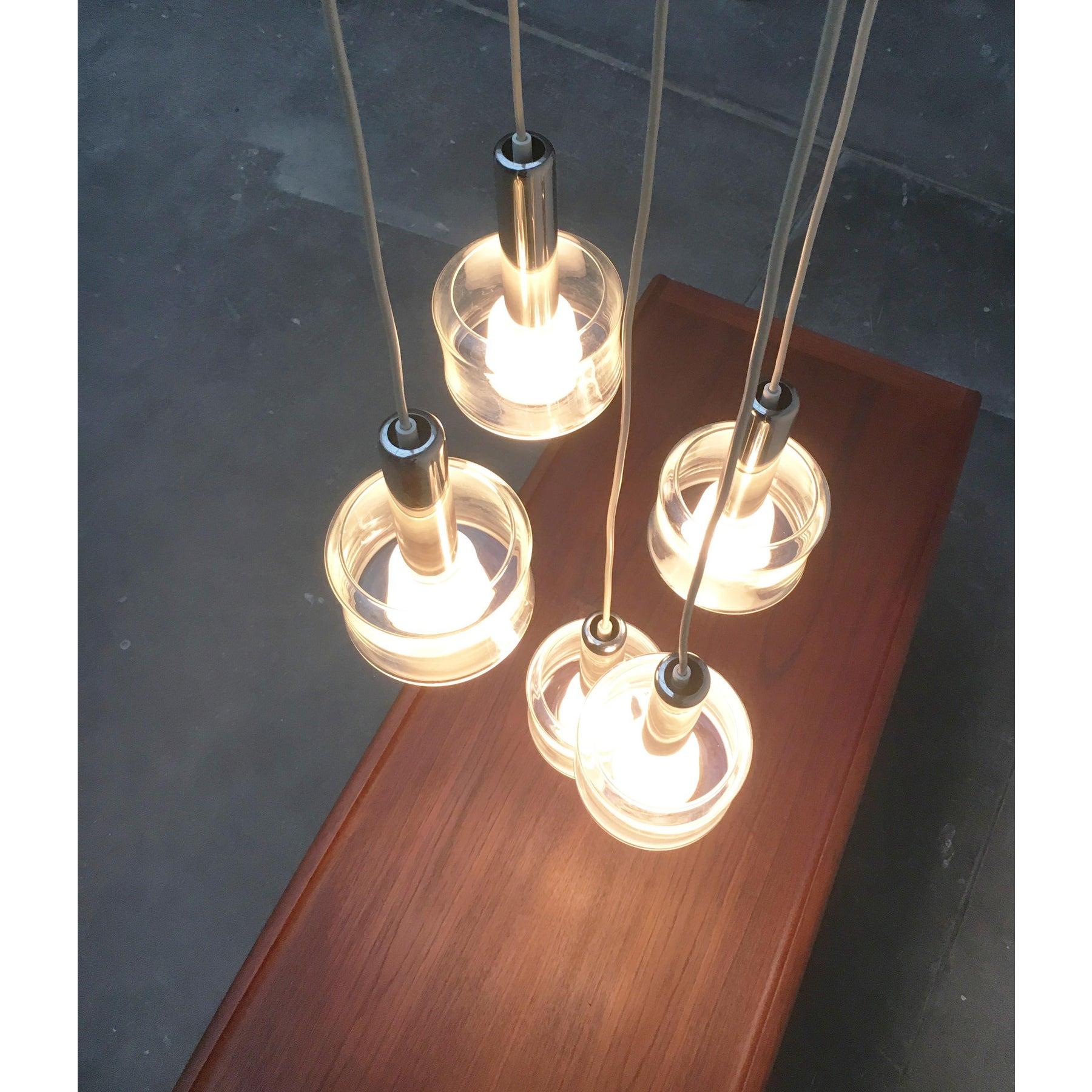 20th Century Mid-Century German Glass and Metal Ceiling Lamp, 1960s For Sale