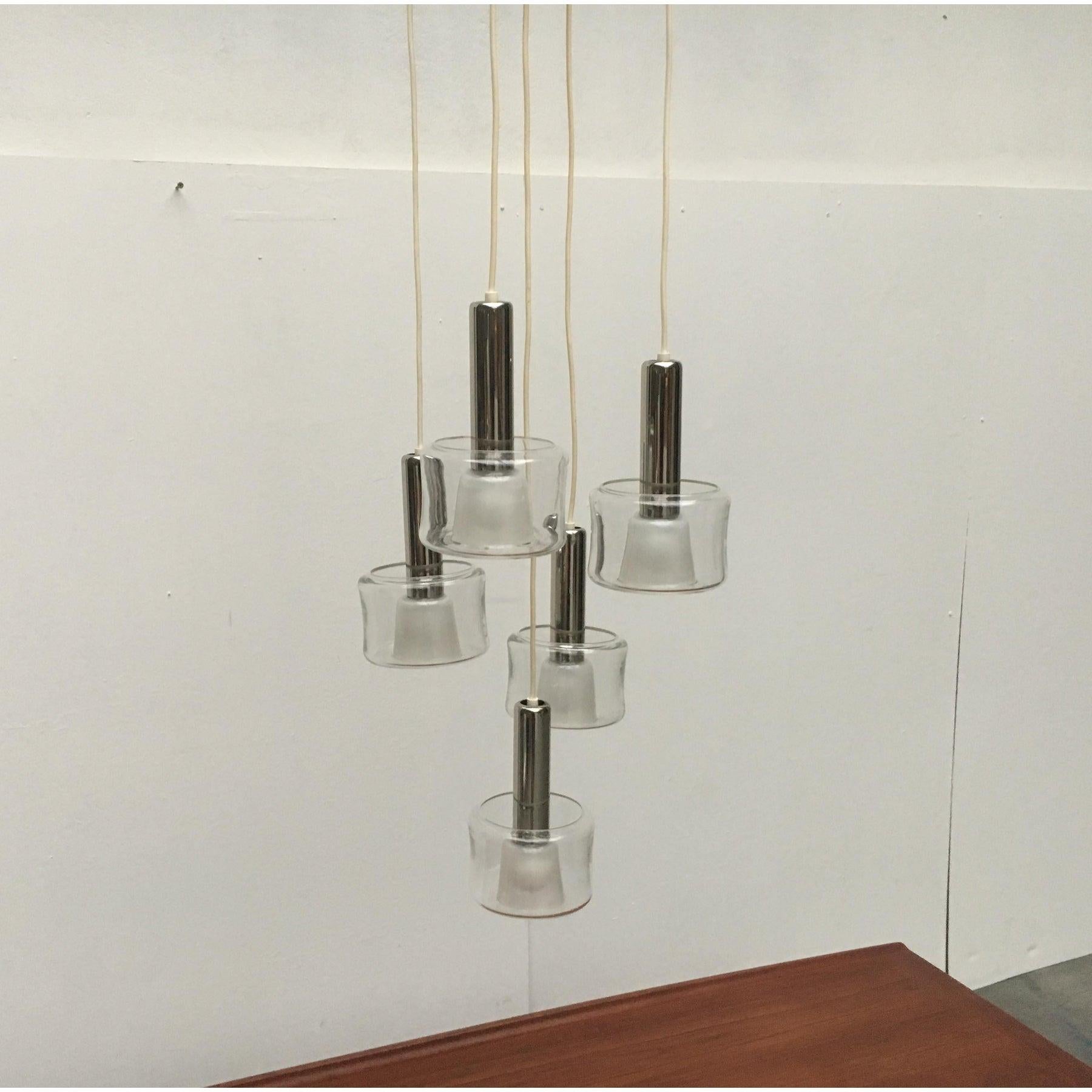 Mid-Century German Glass and Metal Ceiling Lamp, 1960s For Sale 3