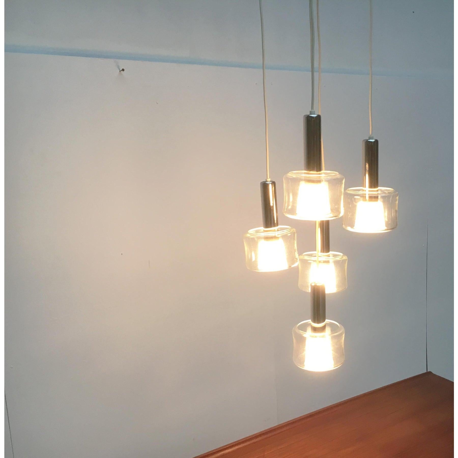 Mid-Century German Glass and Metal Ceiling Lamp, 1960s For Sale 4