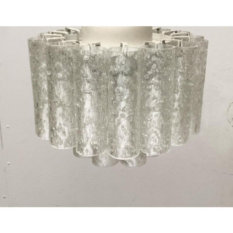 Metallo Lampada da soffitto in vetro tedesca di metà secolo di Doria Leuchten, anni '60 in vendita