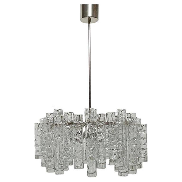 Mid-Century German Glass Chandelier from Doria Leuchten, 1960s
