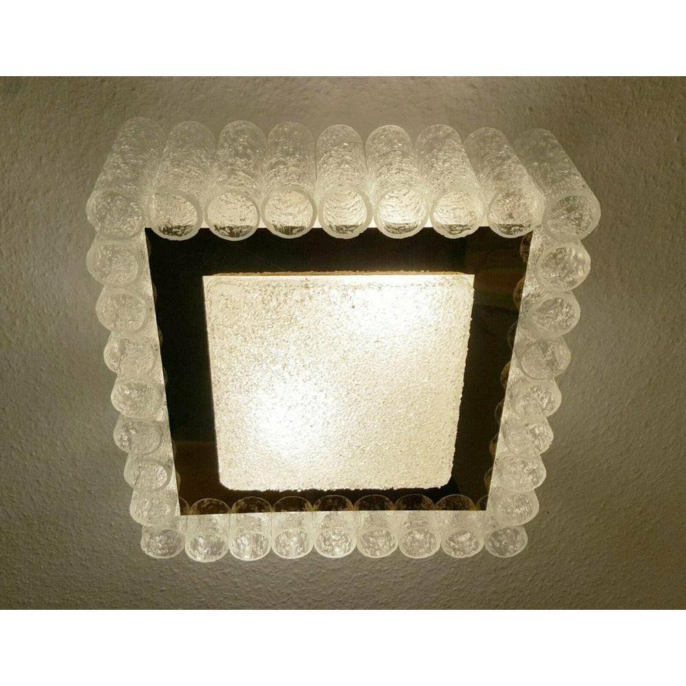 Lampada da soffitto quadrata in vetro tedesca di metà secolo di Doria Leuchten, anni '60 in vendita 4