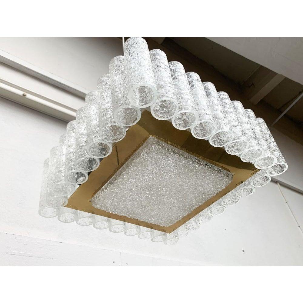 Mid-Century moderno Lampada da soffitto quadrata in vetro tedesca di metà secolo di Doria Leuchten, anni '60 in vendita