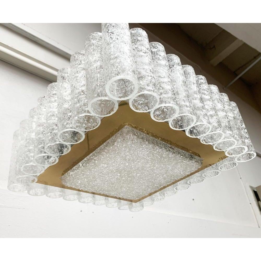 Tedesco Lampada da soffitto quadrata in vetro tedesca di metà secolo di Doria Leuchten, anni '60 in vendita