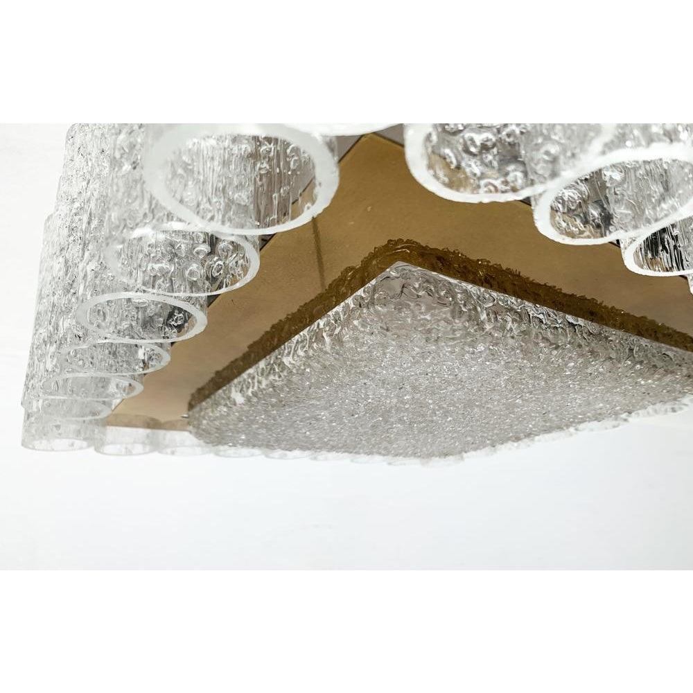 Lampada da soffitto quadrata in vetro tedesca di metà secolo di Doria Leuchten, anni '60 in vendita 1