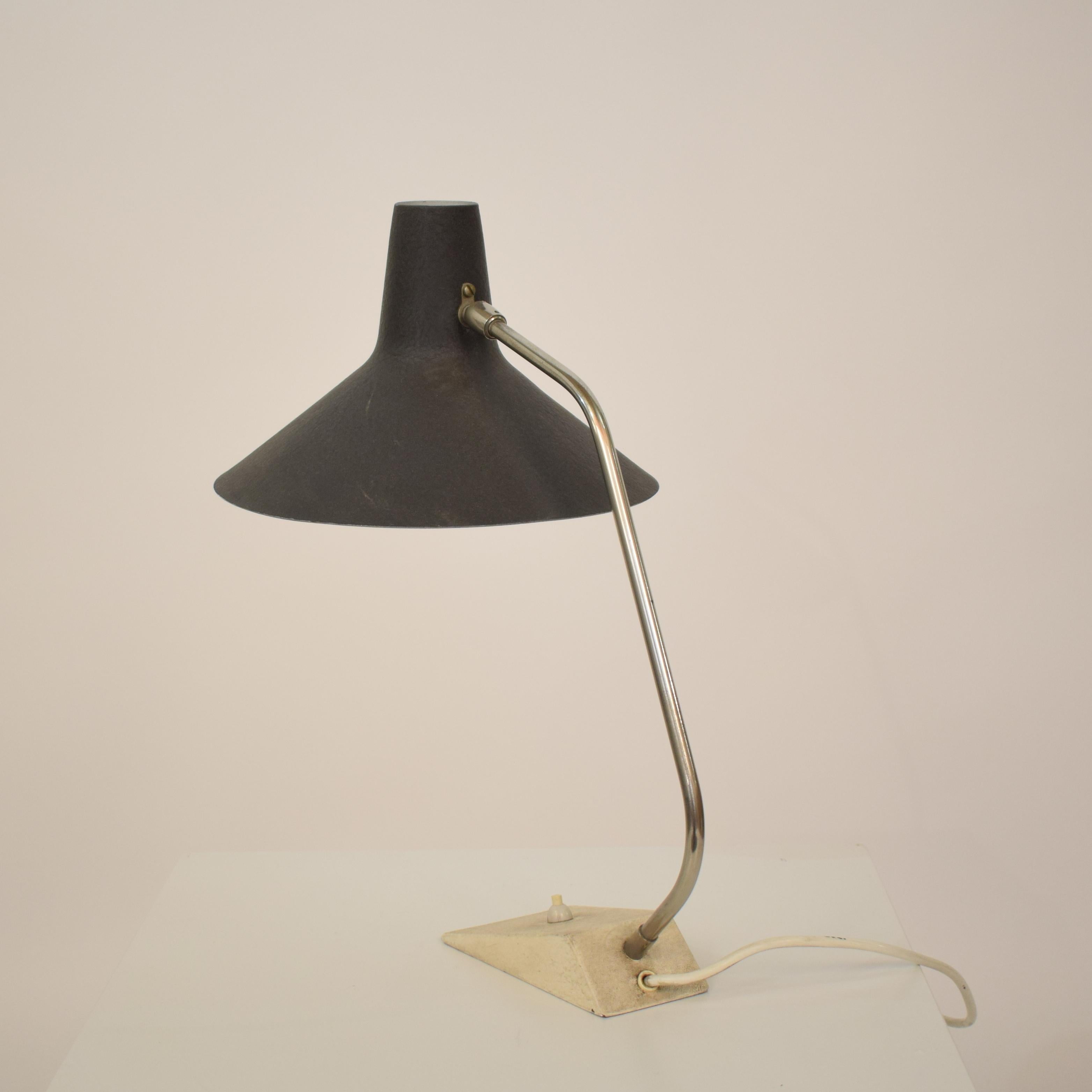 Midcentury German Grey, Chrome and White Table Lamp by Gebrüder Cosack, 1950s For Sale 2