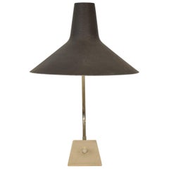 Lampada da tavolo tedesca di metà secolo in grigio, cromo e bianco di Gebrüder Cosack, anni '50