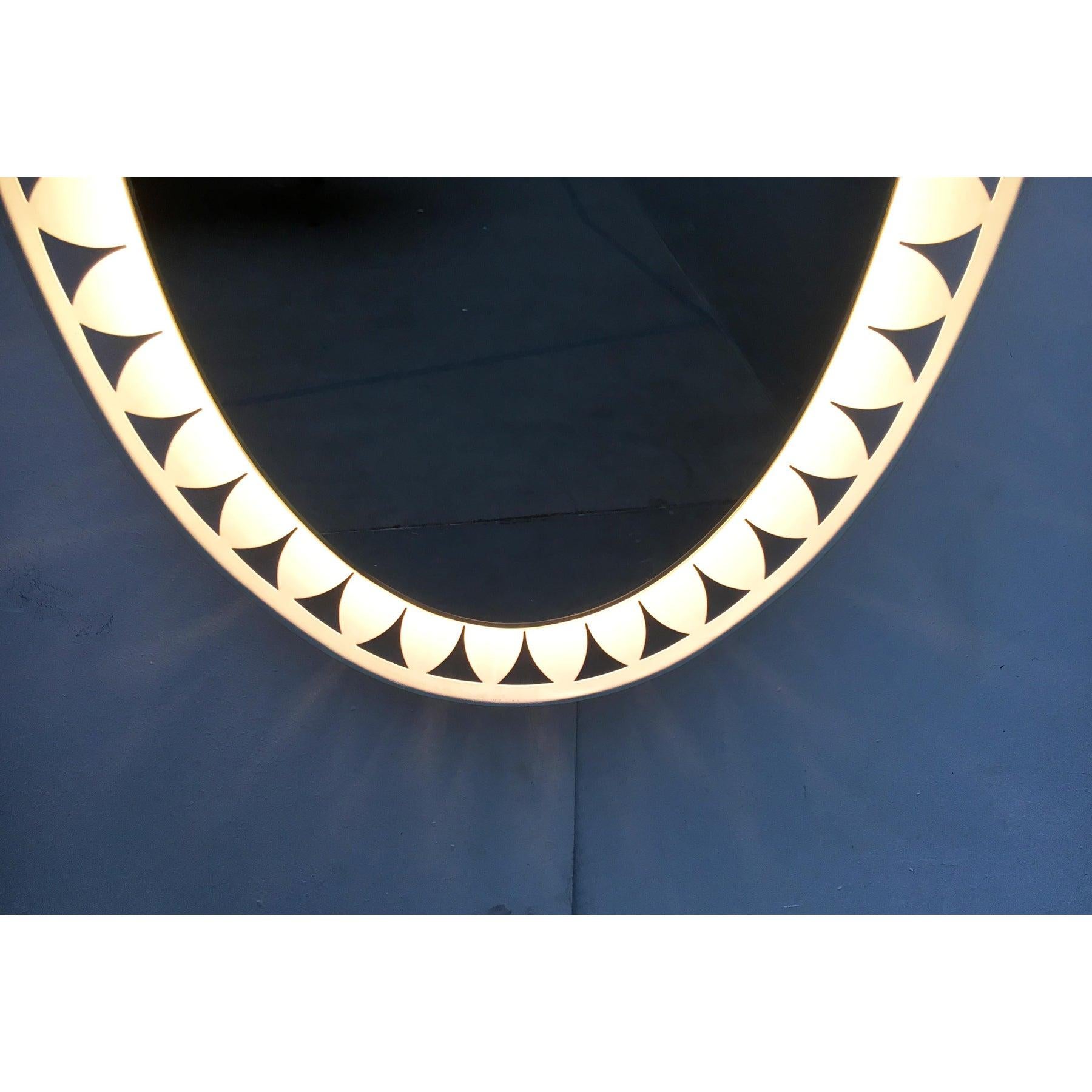 Metal Mid-Century German Illuminated Mirror by Ernest Igl for Hillebrand Lighting For Sale