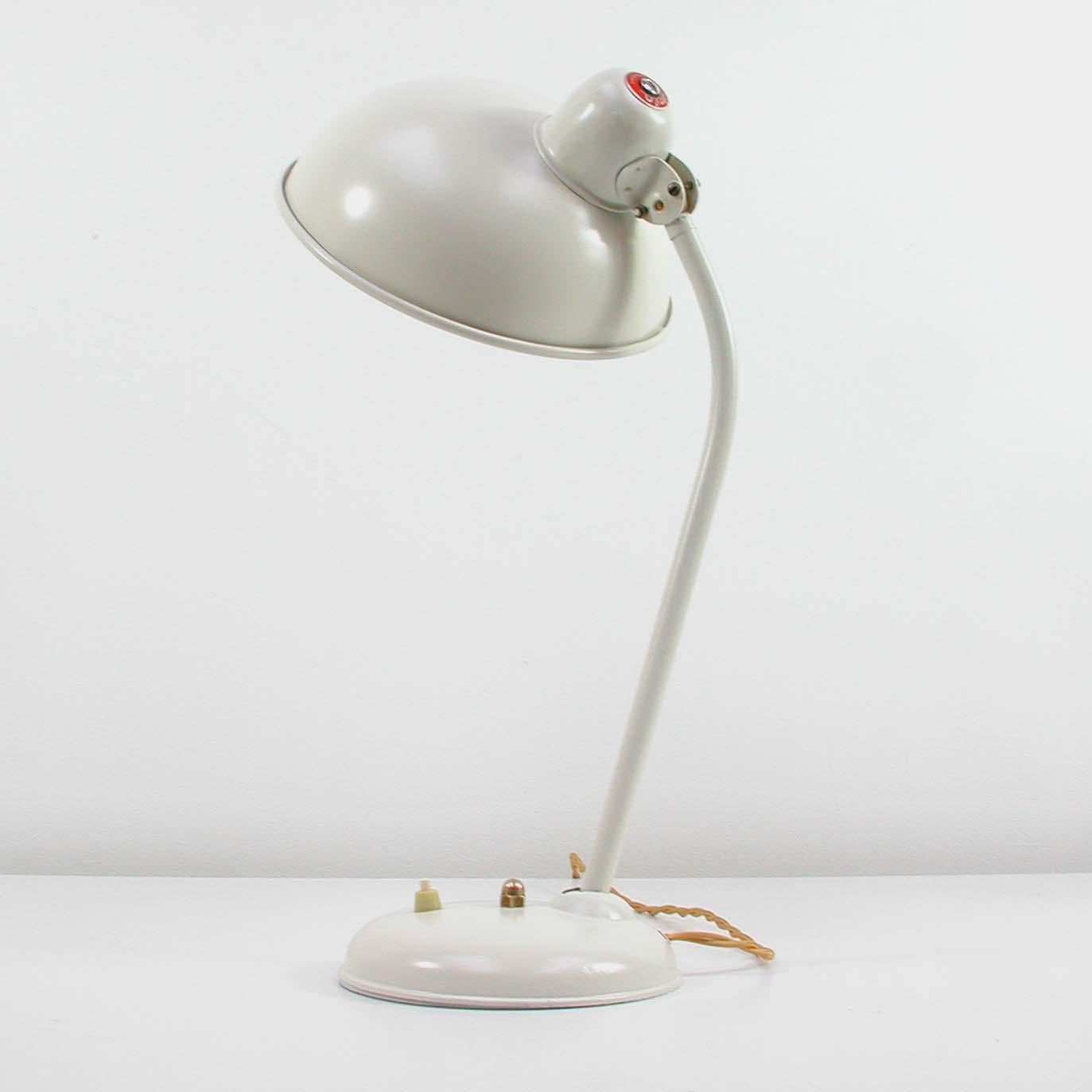 Midcentury German Industrial Work Cream Table Lamp by HELO, 1950s 2