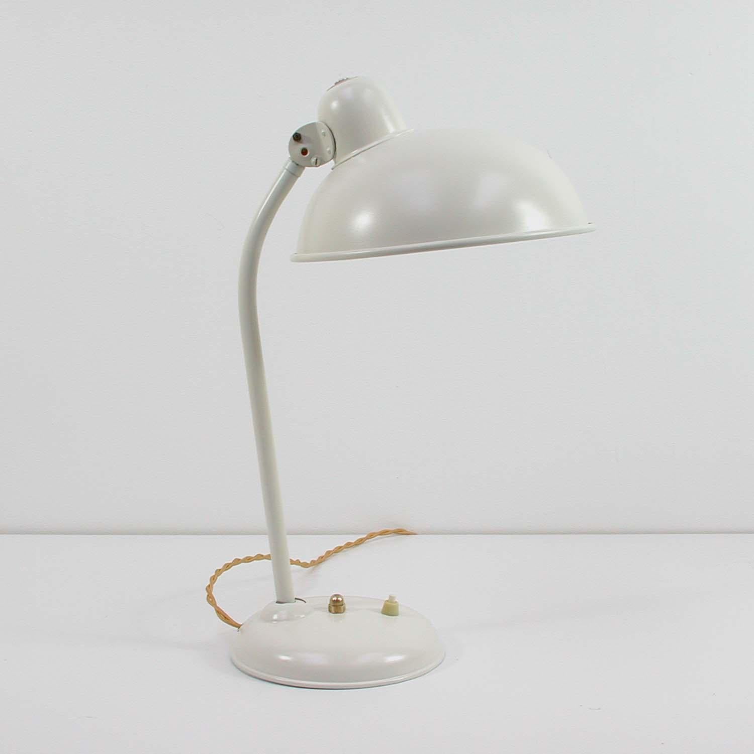 Midcentury German Industrial Work Cream Table Lamp by HELO, 1950s 3