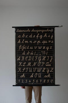 Midcentury German Latin School Alphabet Typography Pull Down Chart