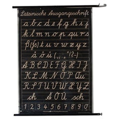 Vintage Midcentury German Latin School Alphabet Typography Pull Down Chart
