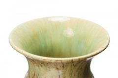 Mid-Century German Light Green and Brown Drip Glazed Ceramic Vase