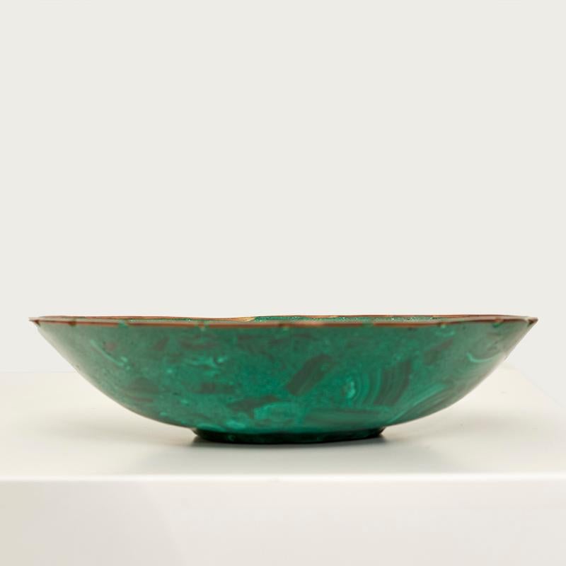 Mid-Century German Malachite and Brass Bowl In Excellent Condition In Madrid, ES