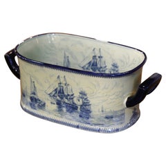 Mid-Century German Meissen Hand Painted Blue & White Porcelain Jardinière