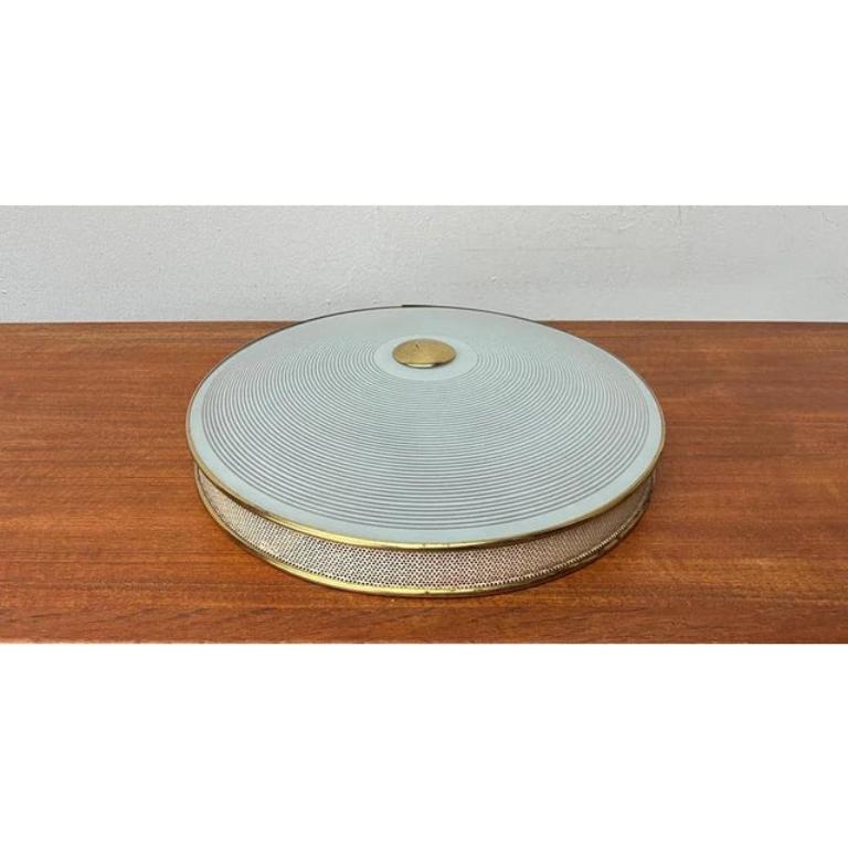 Mid-Century German Metal, Mesh and Glass Plafoniere Ceiling Lamp, 1960s For Sale 6