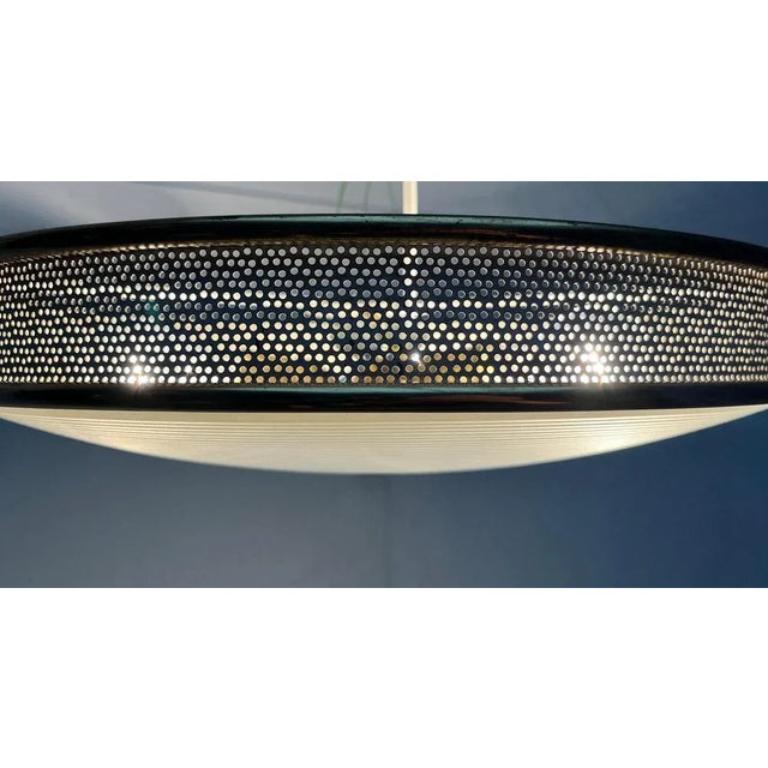 Mid-Century Modern Mid-Century German Metal, Mesh and Glass Plafoniere Ceiling Lamp, 1960s For Sale