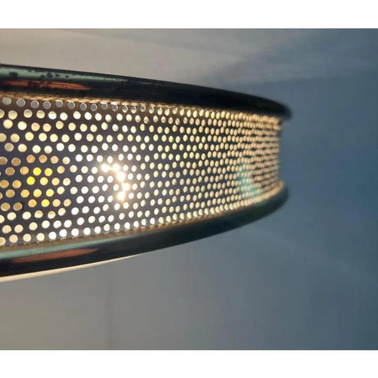 20th Century Mid-Century German Metal, Mesh and Glass Plafoniere Ceiling Lamp, 1960s For Sale